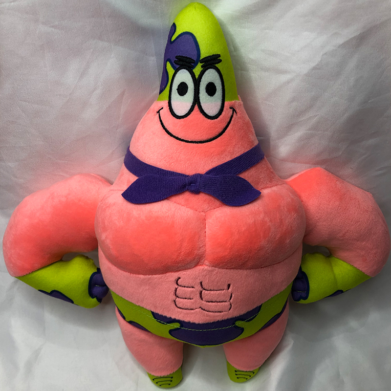 卡通派大星玩偶冰淇凌超人公仔男友力毛绒公仔粉红色海星肌肉男【图片