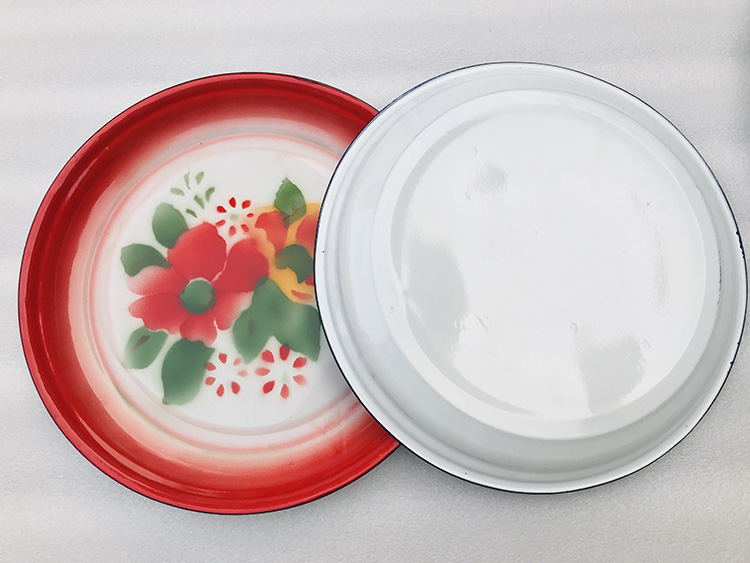 大排档盘子搪瓷茶盘老式铁瓷盘饭店串店火锅大排档鱼盘汤盘大盘鸡盘