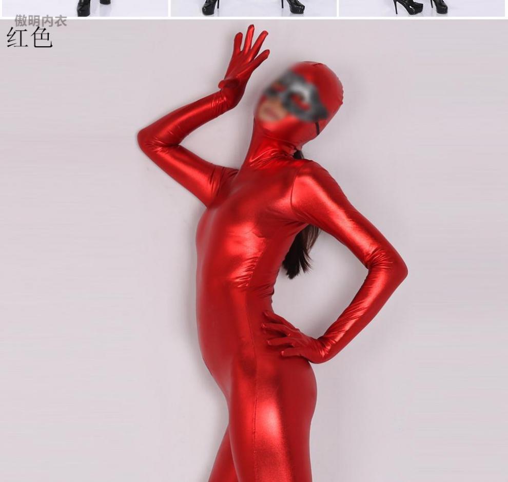 集衫坊 光面涂胶连体衣全包舞台装表演装男女包衣连体演出服【下单现