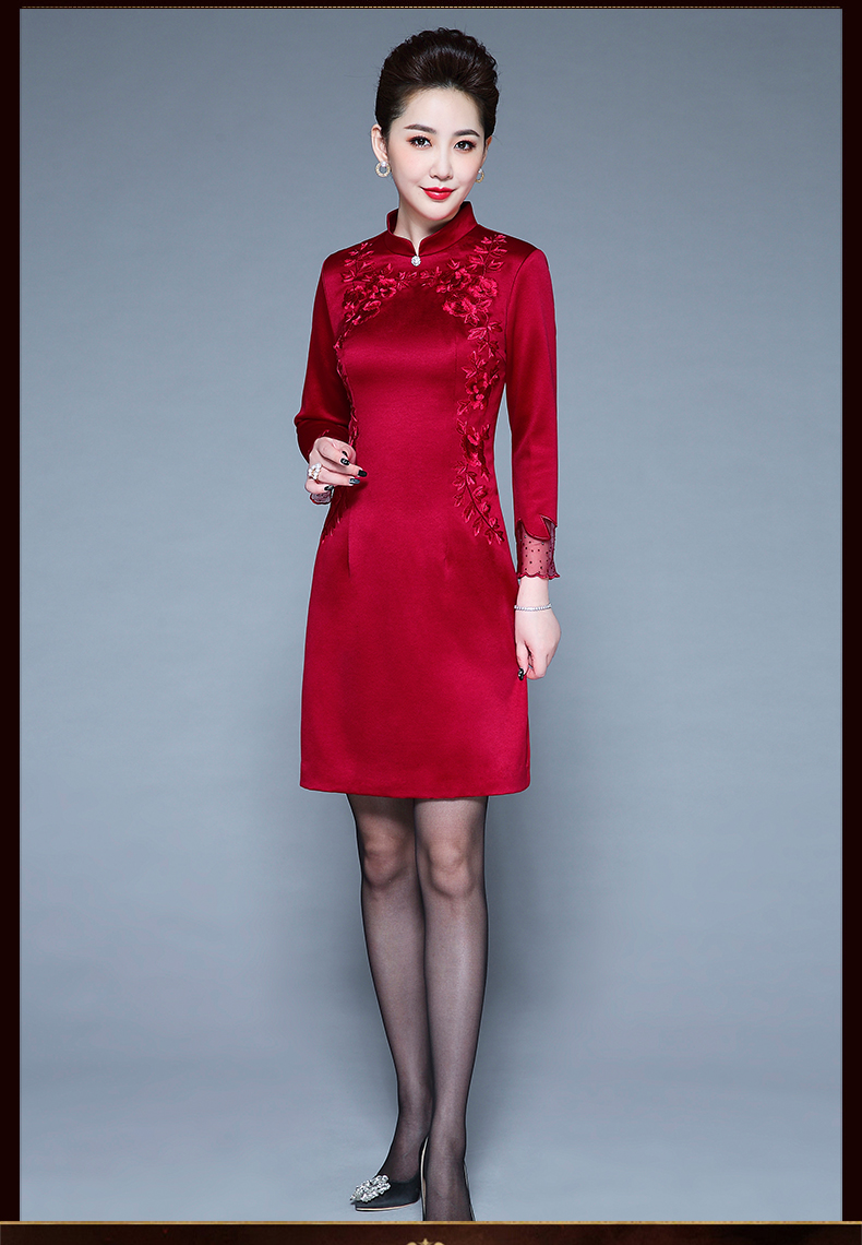 喜婆婆婚宴时尚礼服冬装小个子秋季年轻妈妈装祺袍嫁女儿母亲喜庆结婚