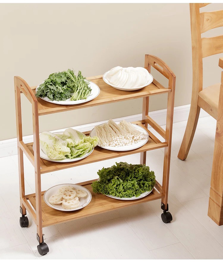 琛宇厨房菜架子置物架多层火锅店放菜架子商用移动三层4层落地蔬菜架