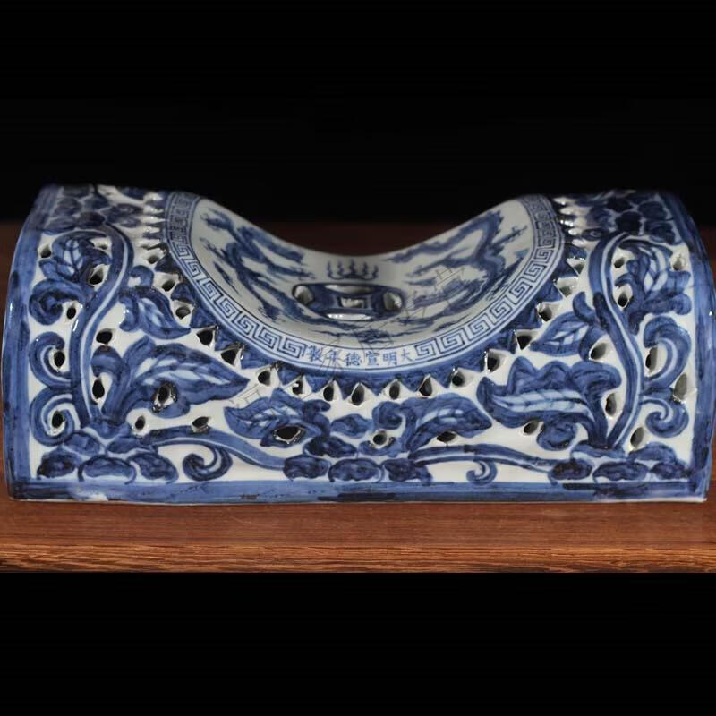 青花陶瓷枕景德镇手绘青花瓷枕头 高雅陶瓷枕头 仿官窑影青瓷器枕头