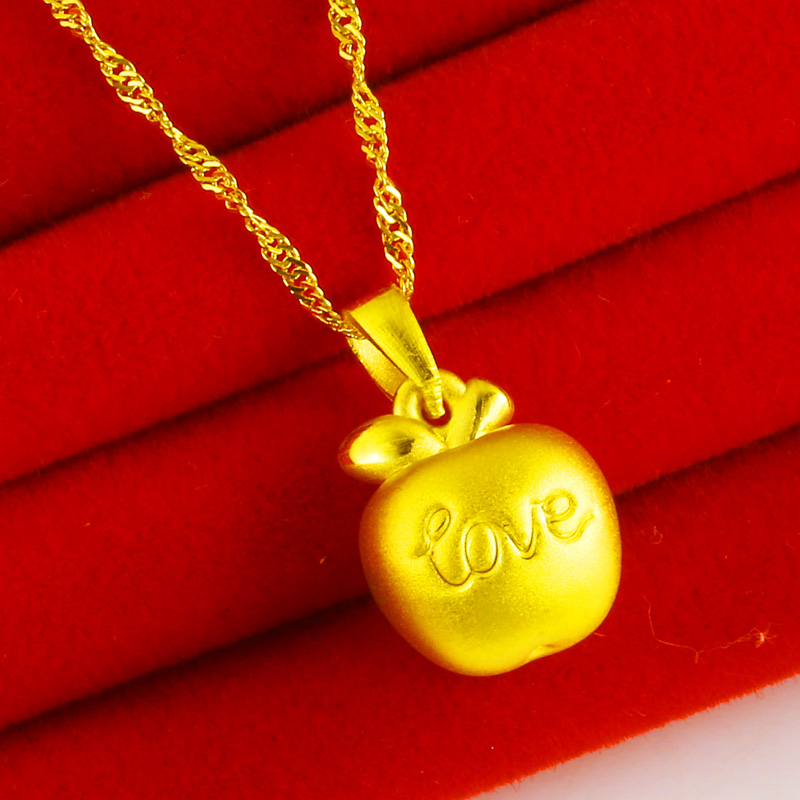 老凤凰黄金吊坠9999足金女款小苹果金项链情侣男士大3d硬金子真金love