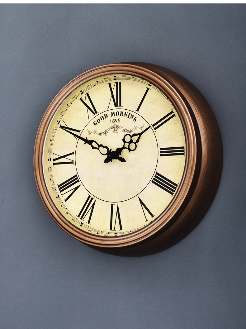 品质好物美式乡村复古创意客厅静音挂钟家用复古个性欧式挂表装饰墙壁