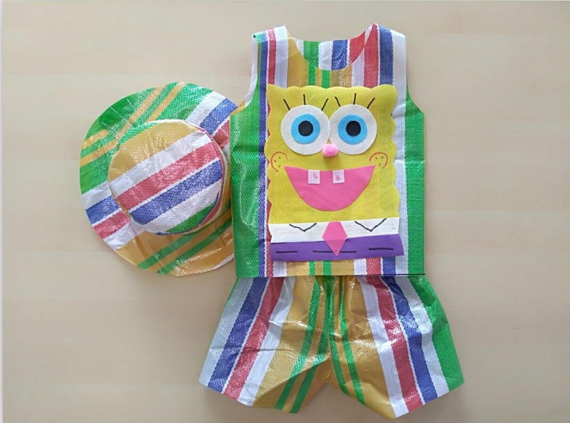 韩颜康元儿童环保衣服男女孩走秀服装亲子手工diy制作幼儿园塑料袋