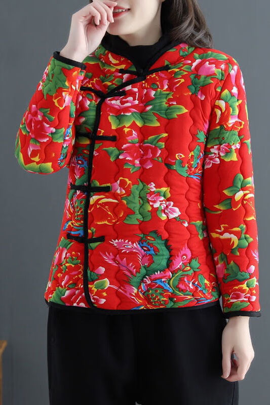 维玛罗东北花衣服长袖大花袄女冬加厚民族风洋气国风服衣汉服外穿内