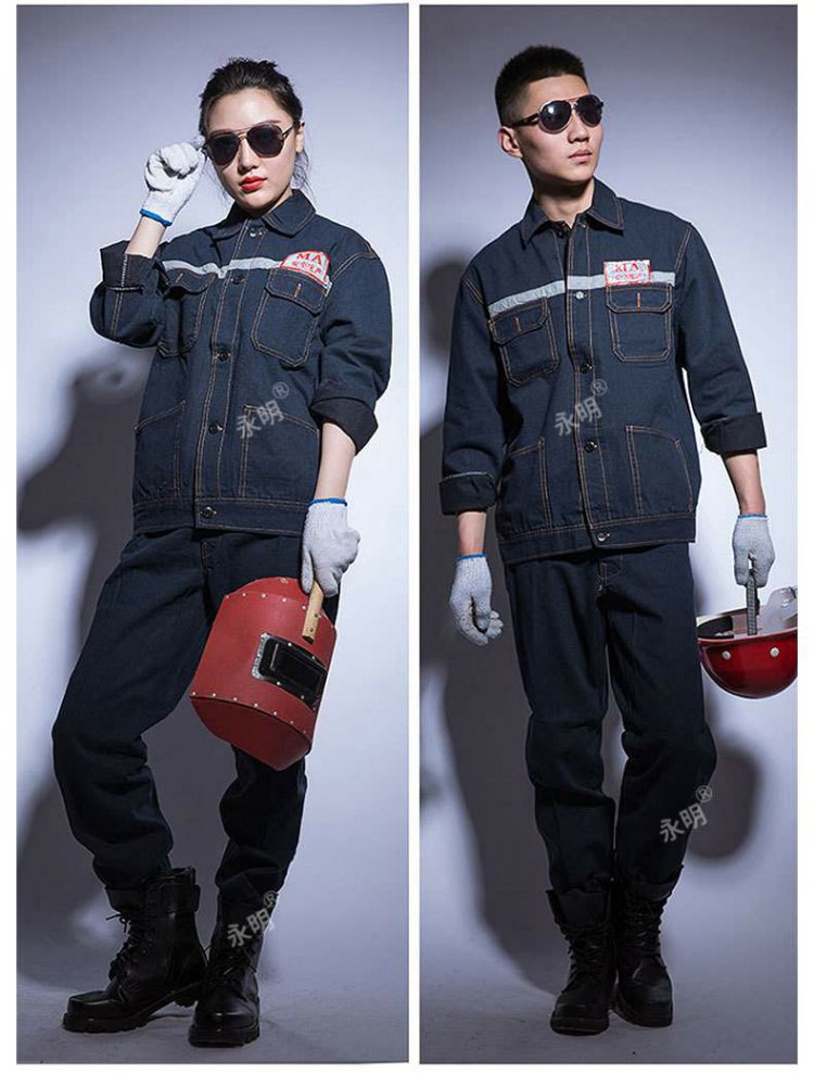 矿工煤矿下井工作服套装印logo牛仔牛仔反光服劳保服电焊牛仔工装定制