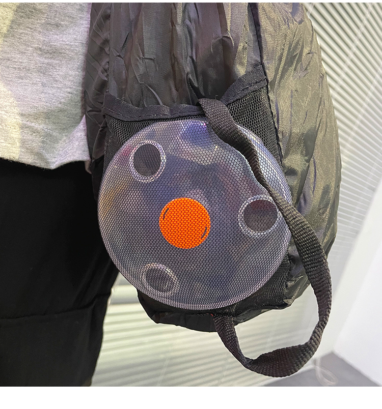 小圆盘购物袋超市便携式手提袋环保折叠迷你伸缩尼龙大容量买菜包黑色