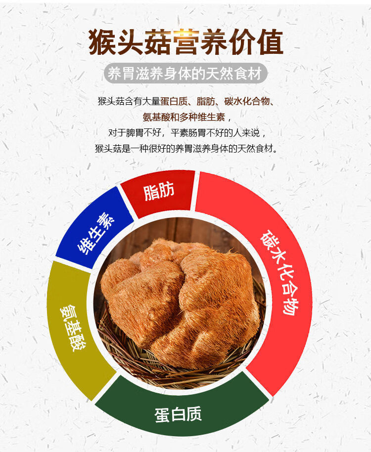 猴头菇猴头菇干货野生食用菌长白山新货煲汤猴头菇东北特产无硫粉