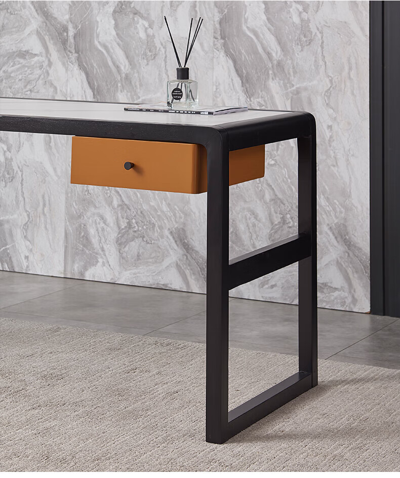 岩板电脑桌意式极简家用卧室书桌书台办公桌写字台实木书桌椅套装组合