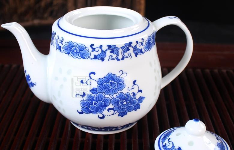 釉下青花玲珑茶壶大号茶壶景德镇陶瓷 陶瓷壶青花瓷泡茶壶茶 1600一壶