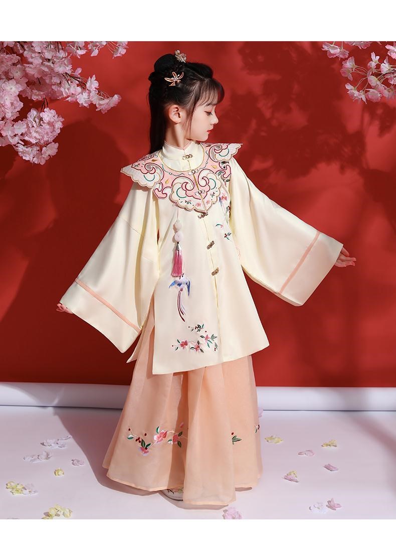 儿童古风衣服女童汉服秋冬冬装明制小女孩古装棉袄广袖超仙中风唐装
