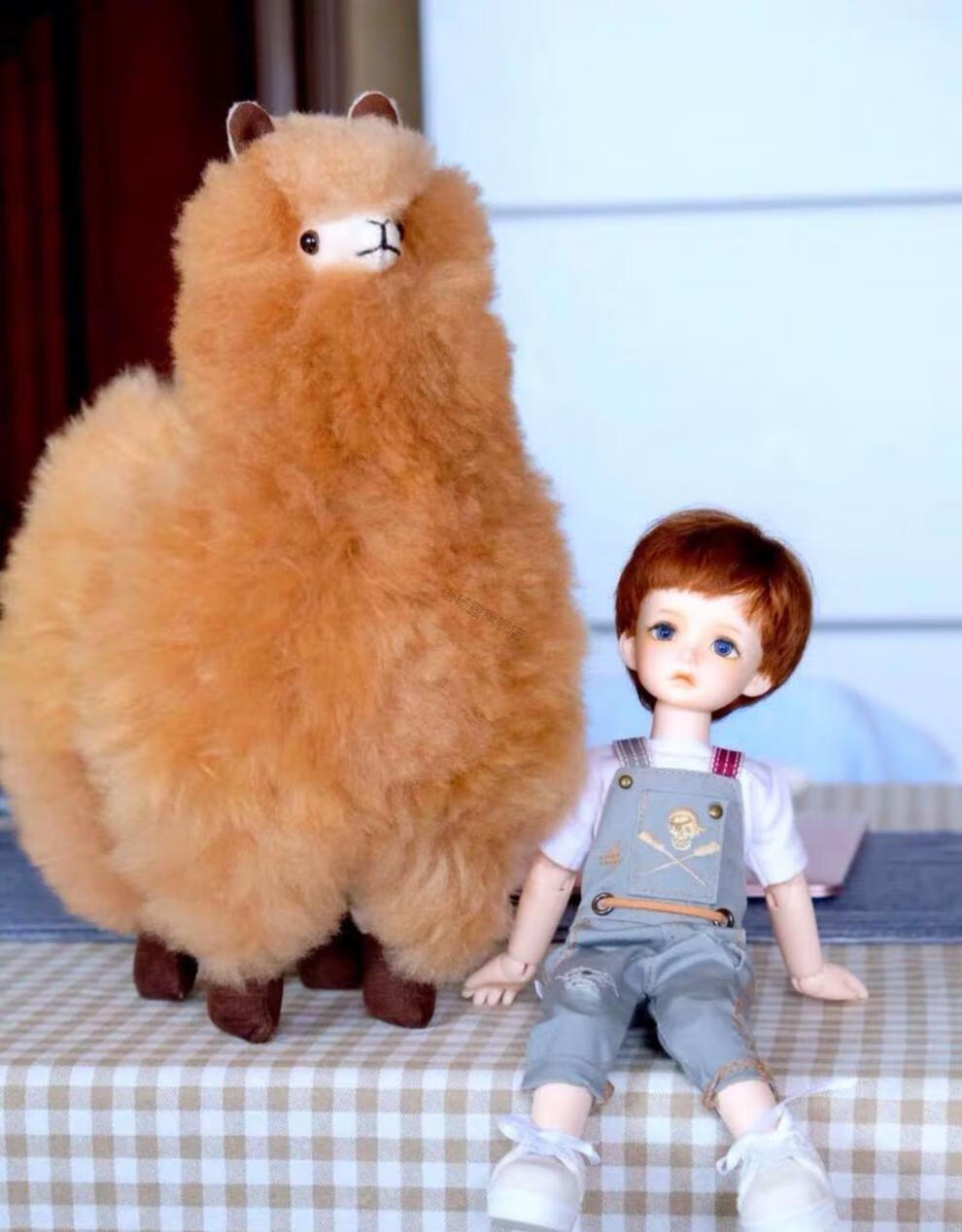 秘鲁羊驼 秘鲁品牌alpacasa 大号 手工羊驼真毛公仔毛绒玩具玩偶 小鬼