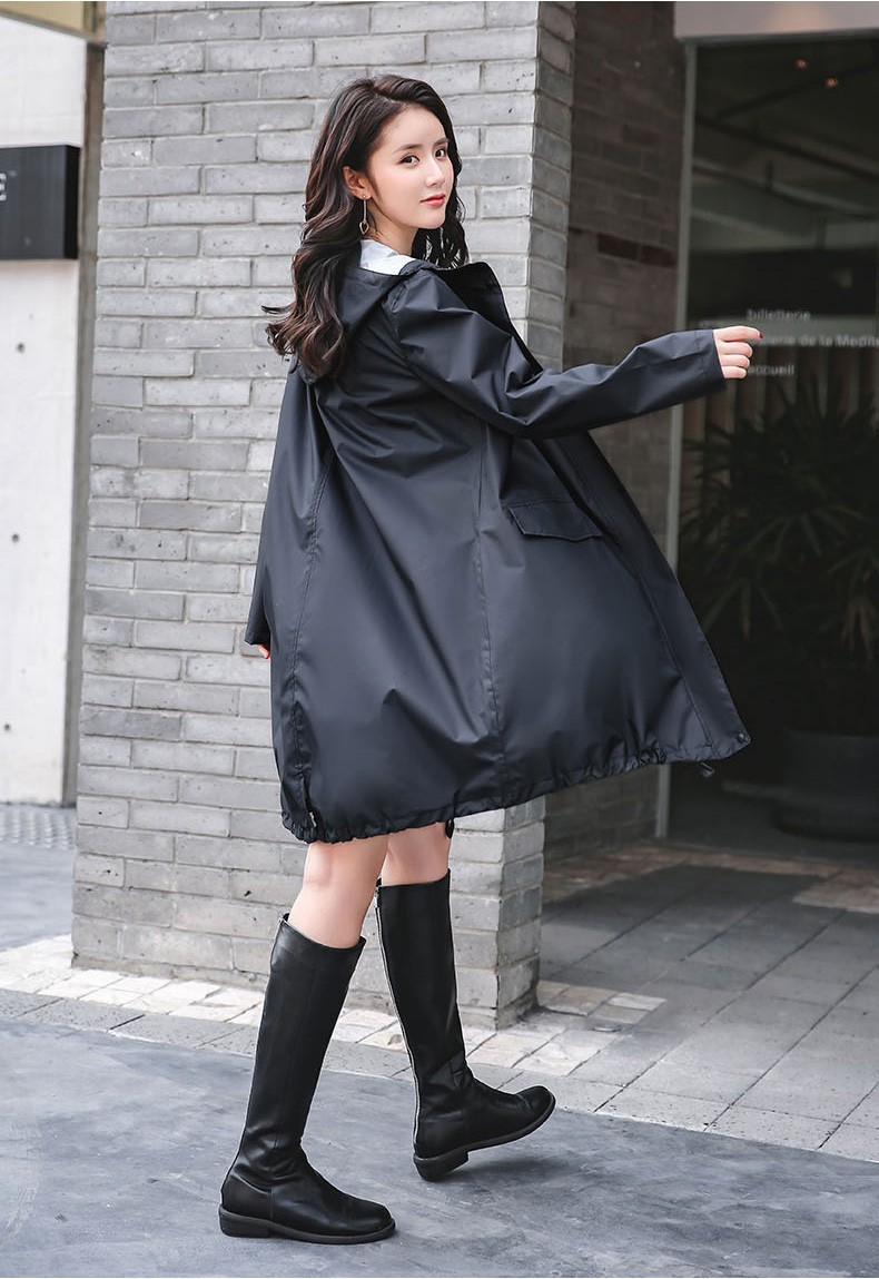 女士长款雨衣 日式便携轻薄徒步雨披 防雨外套 风衣式雨具 雨衣-2001