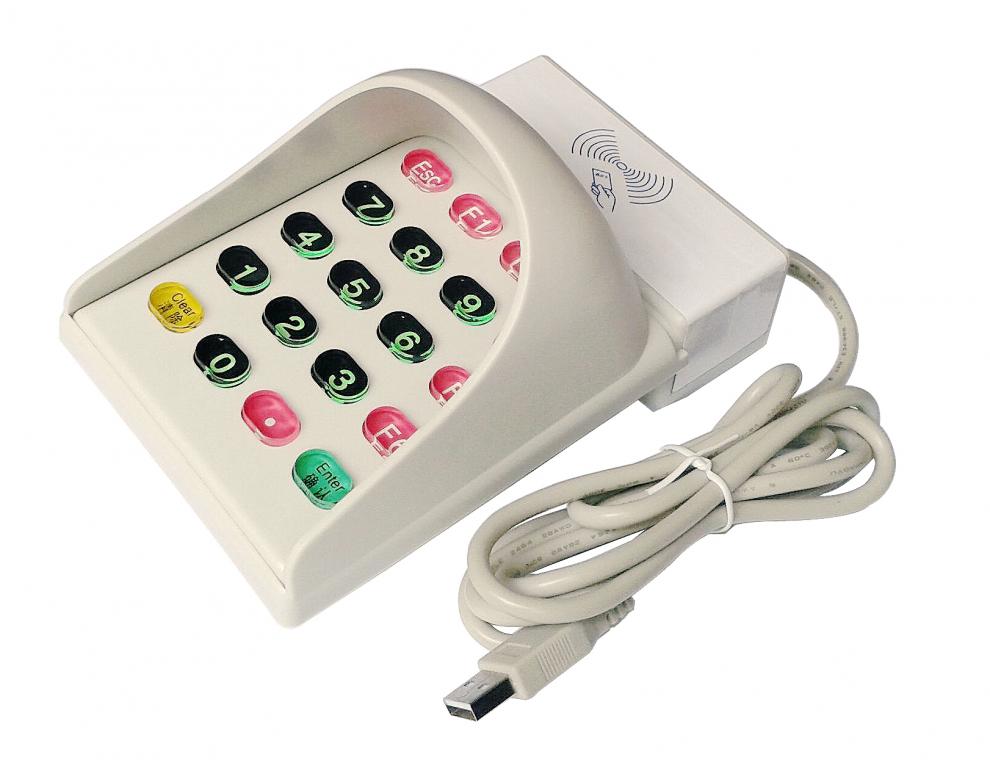 适用刷卡机带罩id卡感应卡会员卡积分卡读卡器带键盘划卡器 dk802u白