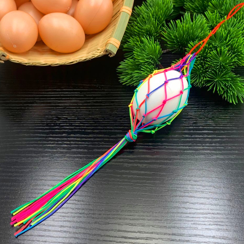 立夏蛋兜 端午节幼儿园儿童立夏五彩蛋兜五彩小鸡蛋鸭蛋挂脖蛋网蛋袋