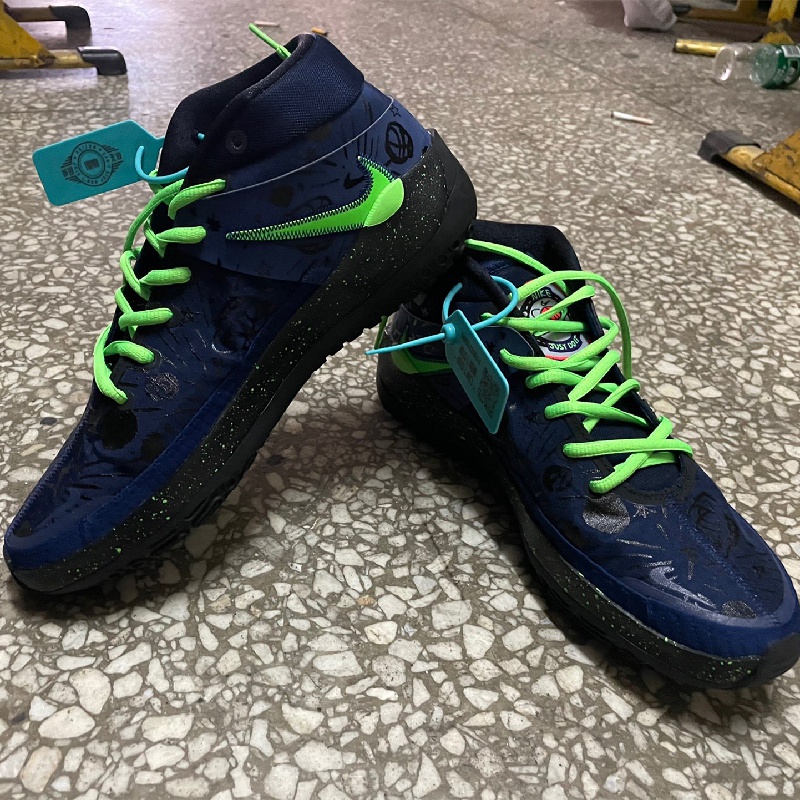 ike耐··克kd13ep杜兰特蓝国内版青草绿色荧光绿色斑点半圆形潮鞋带