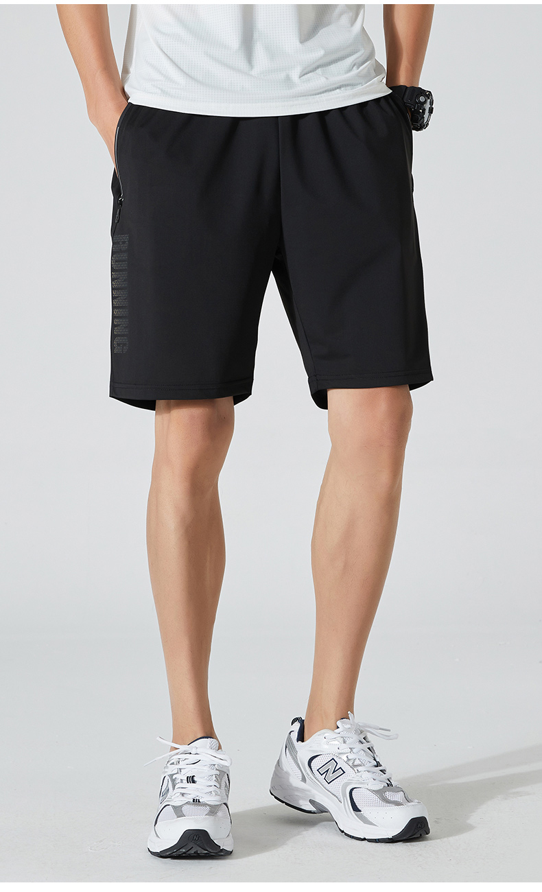 跑步运动短裤男高弹速干透气五分裤大码篮球沙滩冰丝训练裤5750c黑蓝