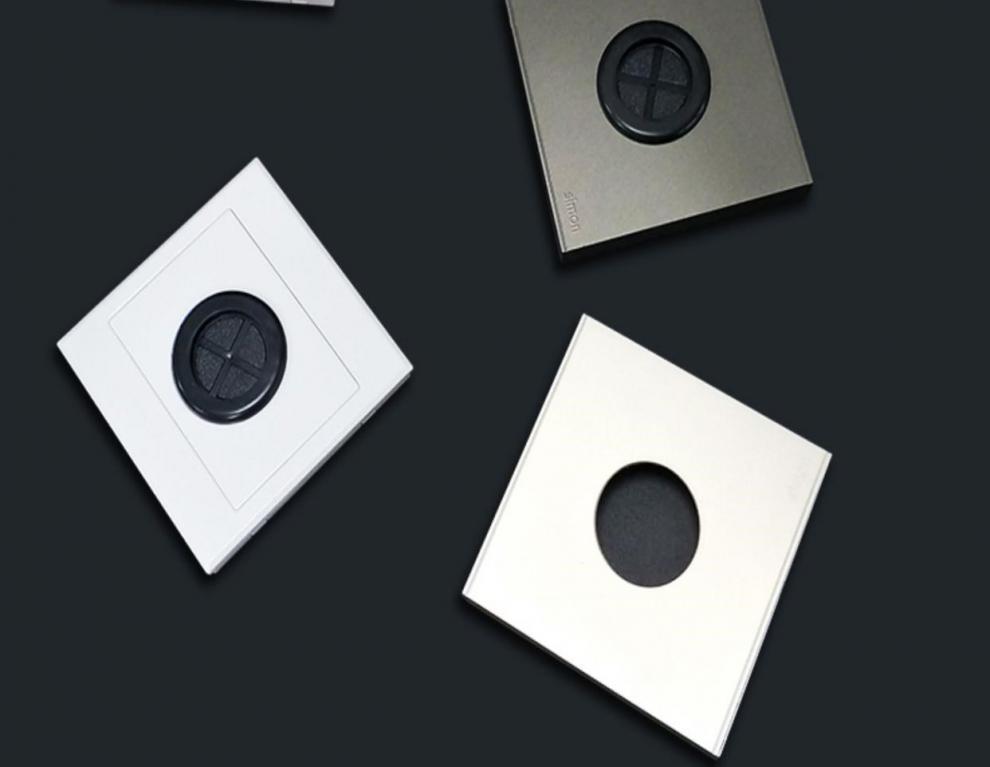 开关插座电视背景墙空白穿线圆孔盖板出线孔vga高清穿孔面板a款香槟色