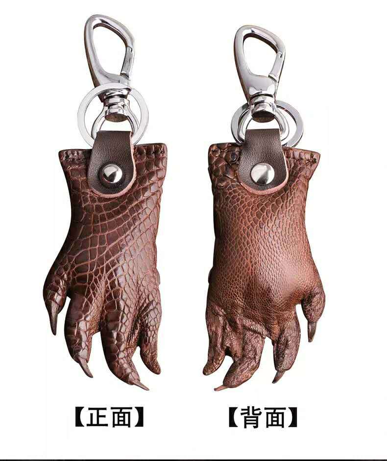 鳄鱼爪钥匙扣链鳄鱼爪子男皮革挂件鳄鱼前爪 黑色礼品盒精包装【图片