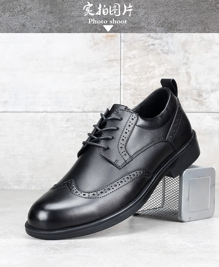 欧版时尚纯黑色宽脚巴洛克男鞋头等头层牛皮偏大码布洛克雕花皮鞋品质