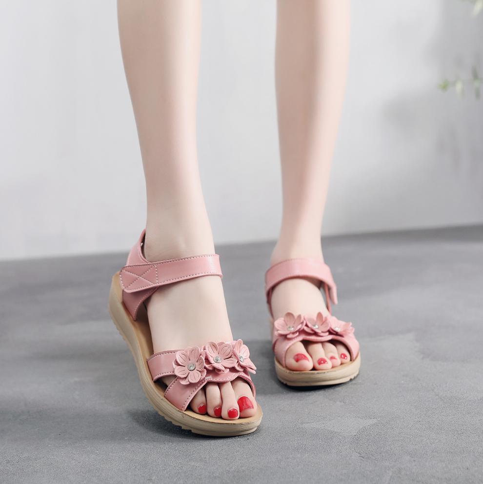 新款5夏季跑鞋9花朵公主鞋12女孩童鞋15岁19803白色凉鞋上线耐穿31