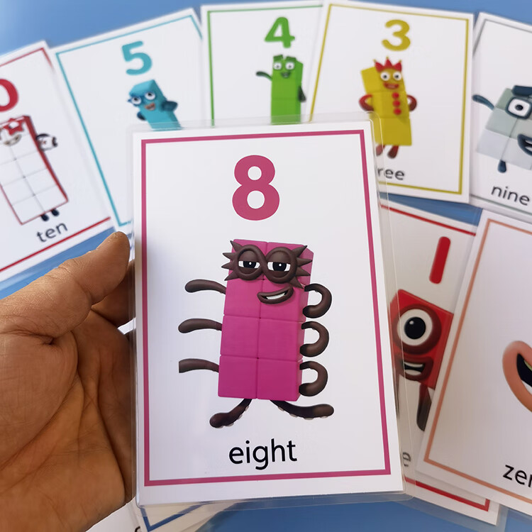 数字积木numberblocks英文数学启蒙卡片动画片教具趣味桌游玩具 21张