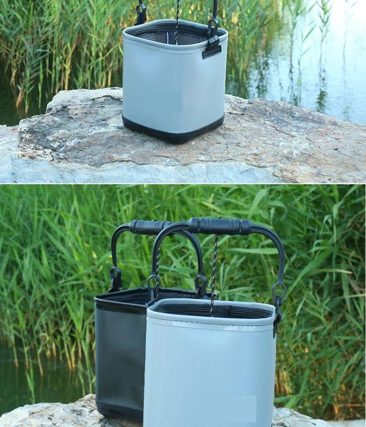 折叠钓鱼桶迷你打水桶折叠钓鱼桶多功能加厚底小号带绳活鱼桶迷你装鱼