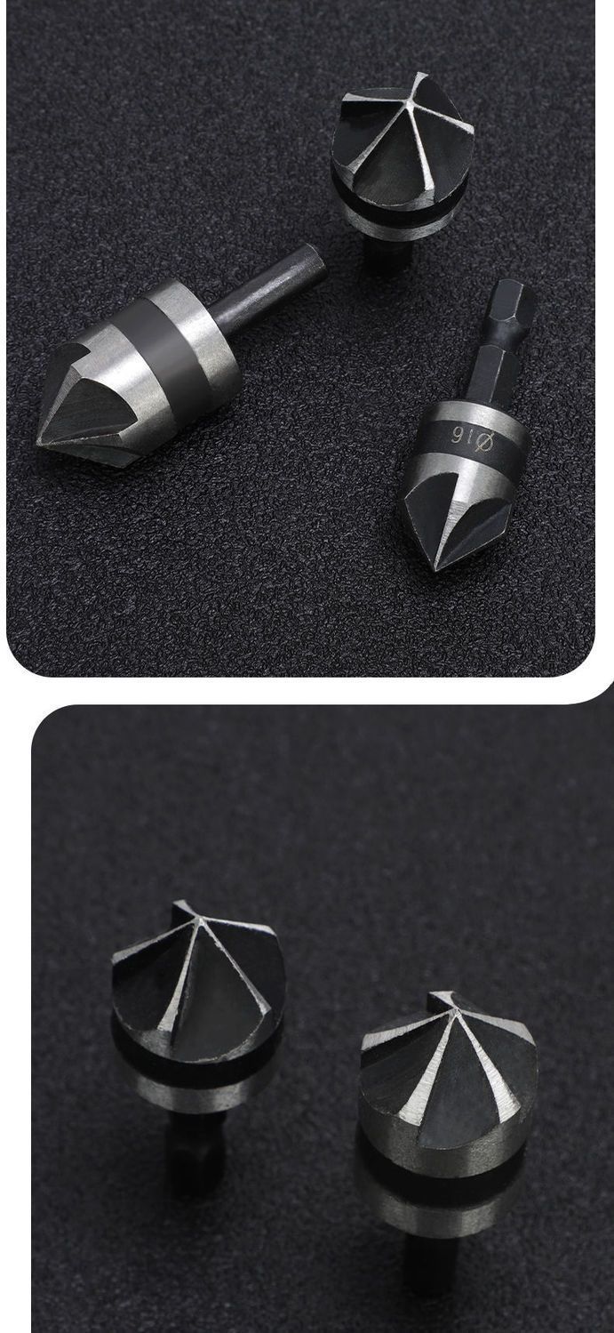 五刃倒角刀金属90度碳钢三刃倒角器镀钛孔钻倒角钻头扩孔工具90度五刃