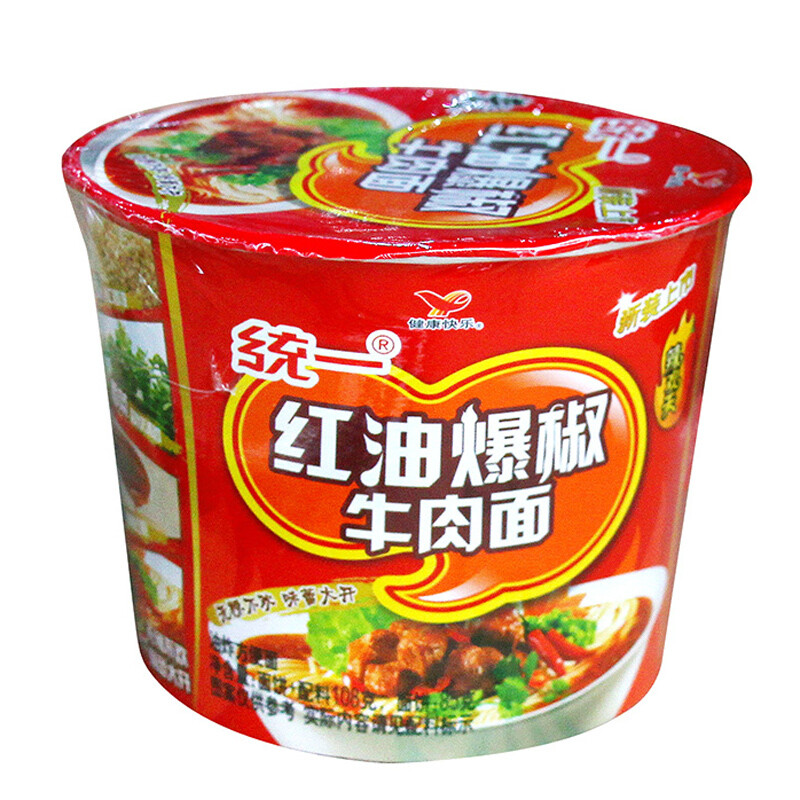 来一桶方便面整箱泡面 红油爆椒牛肉面108g*12桶 无辣不欢 红油爆椒12
