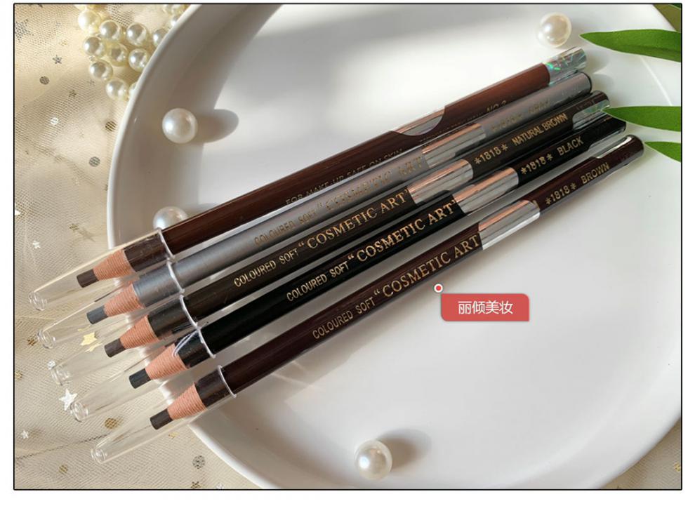 妮莱1818拉线眉笔防水防汗持久不脱色刀削式鸭嘴化妆师专用2支灰色