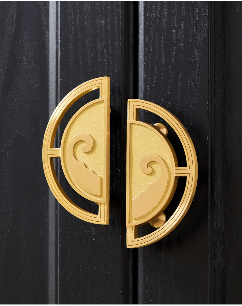 超代拉手超代轻奢衣柜橱柜门把手简约现代新中式个性创意复古实心黄铜