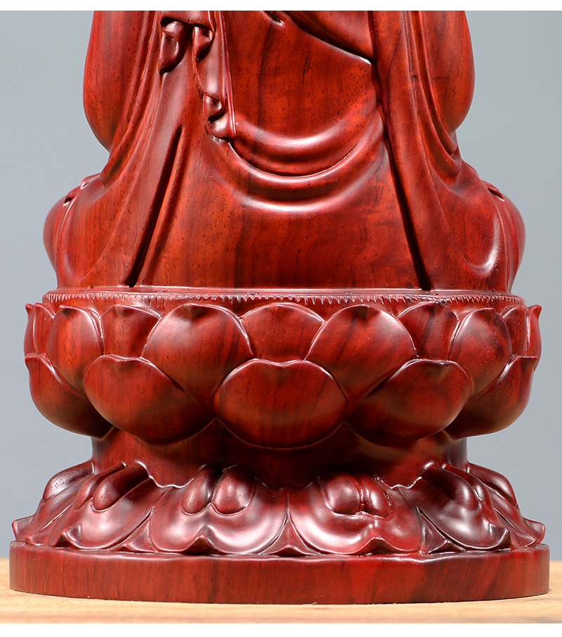 艺铭天下红花梨木雕地藏王菩萨摆件寓意实木质雕刻佛像供奉家居客厅