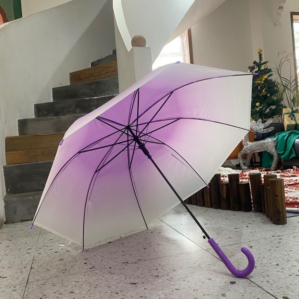 沥霖日韩小清新渐变颜色伞长柄轻量自动文艺范学生成人街拍塑料女雨伞