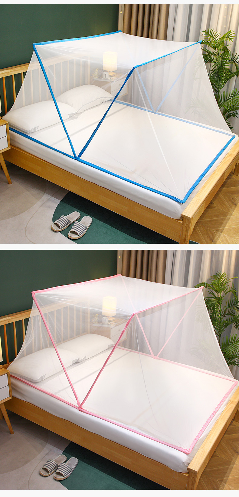 皮尔卡丹高端家纺 可折叠蚊帐免安装网红单人床学生宿舍上铺便携式可