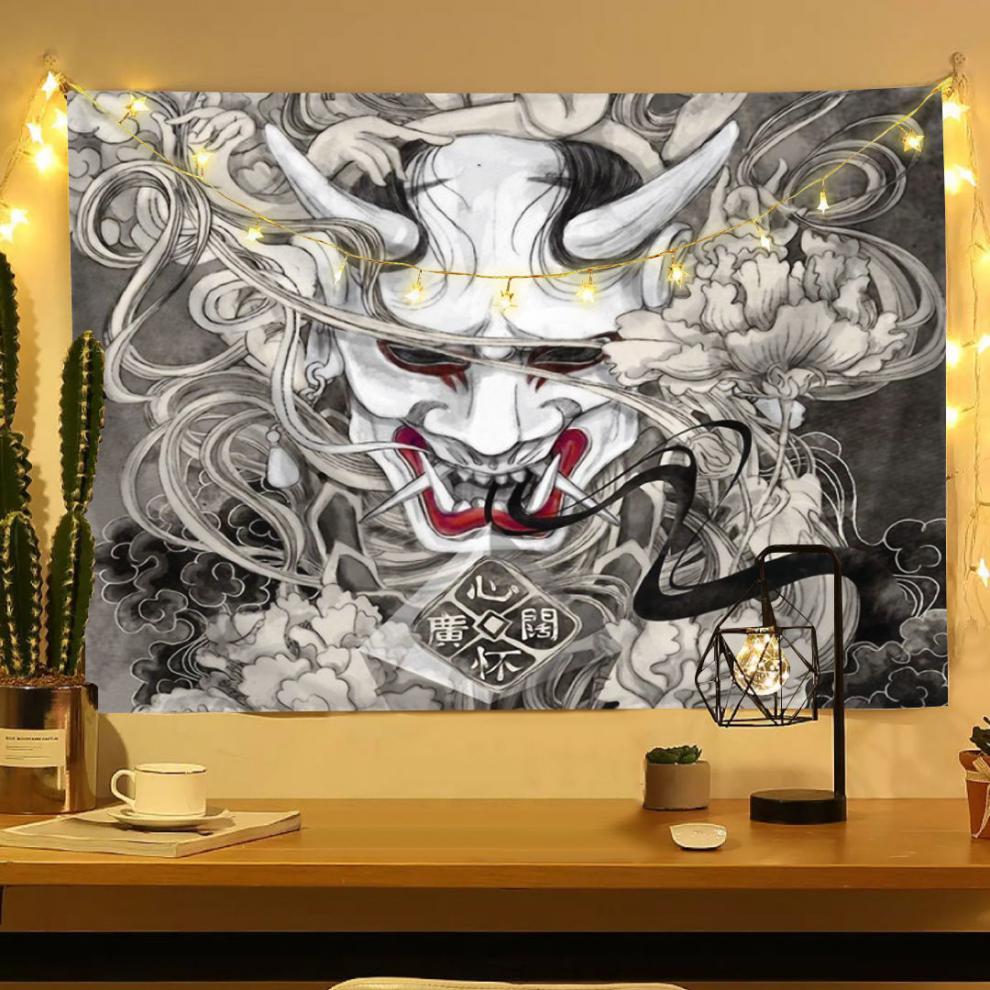 日式挂布浮世绘般若直播间背景布宿舍房间卧室装扮装饰墙布挂毯 经典