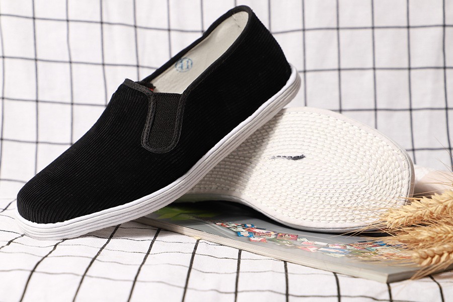 玺魅涑御坊条绒四季单鞋休闲透气吸汗民族风灯芯绒千层底布鞋新 黑色