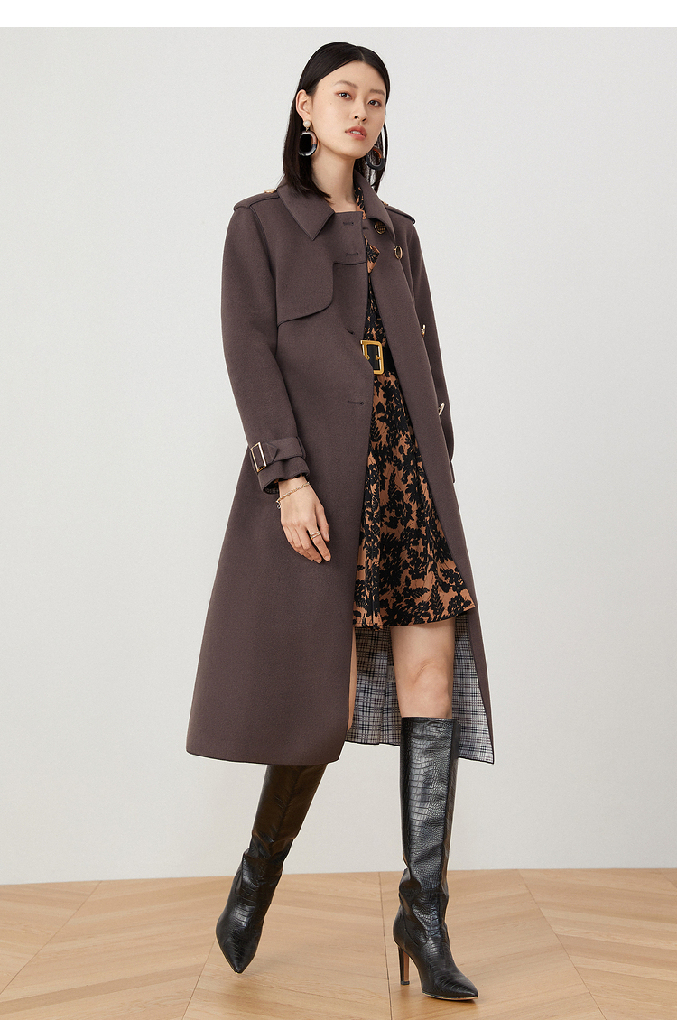 yiner音儿女装2021秋季新款时尚气质通勤中长款风衣外套 红色 40