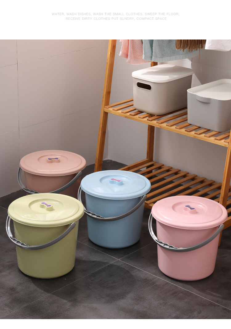 加厚塑料小水桶带盖小号家用装水桶提水桶儿童美术小桶迷你玩具桶t6升