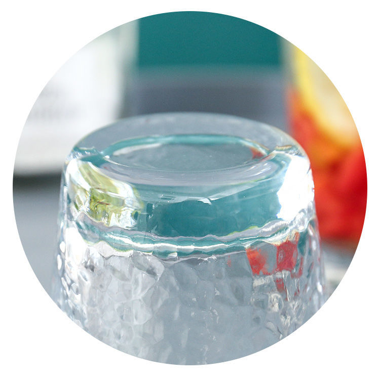 玻璃杯创意透明耐热水杯套装家用果汁饮料锤纹杯子ins风1个装光滑小号