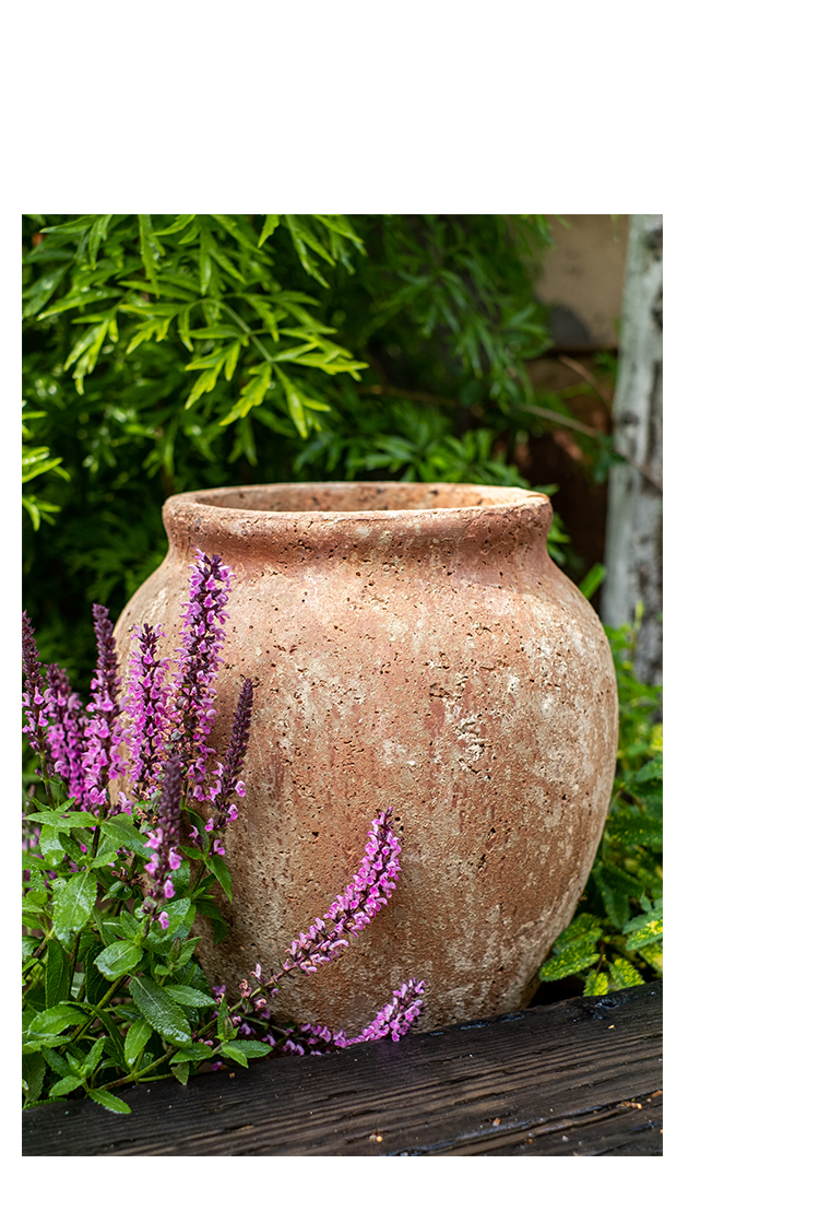 掬涵水泥大花盆装饰花器摆件落地仿古粗陶罐大型绿植盆花园别墅a款