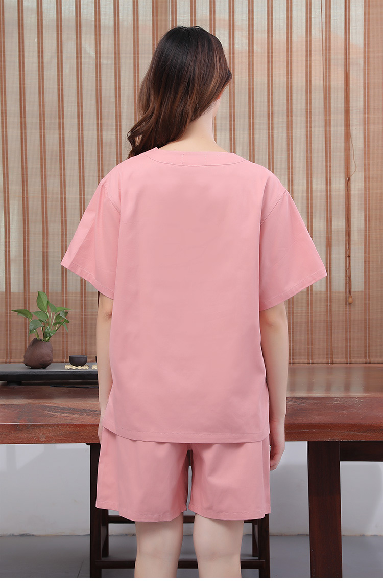 哈昱纯棉男女汗蒸服 中式国风足浴桑拿浴场浴衣按摩服 咖色书法 男款