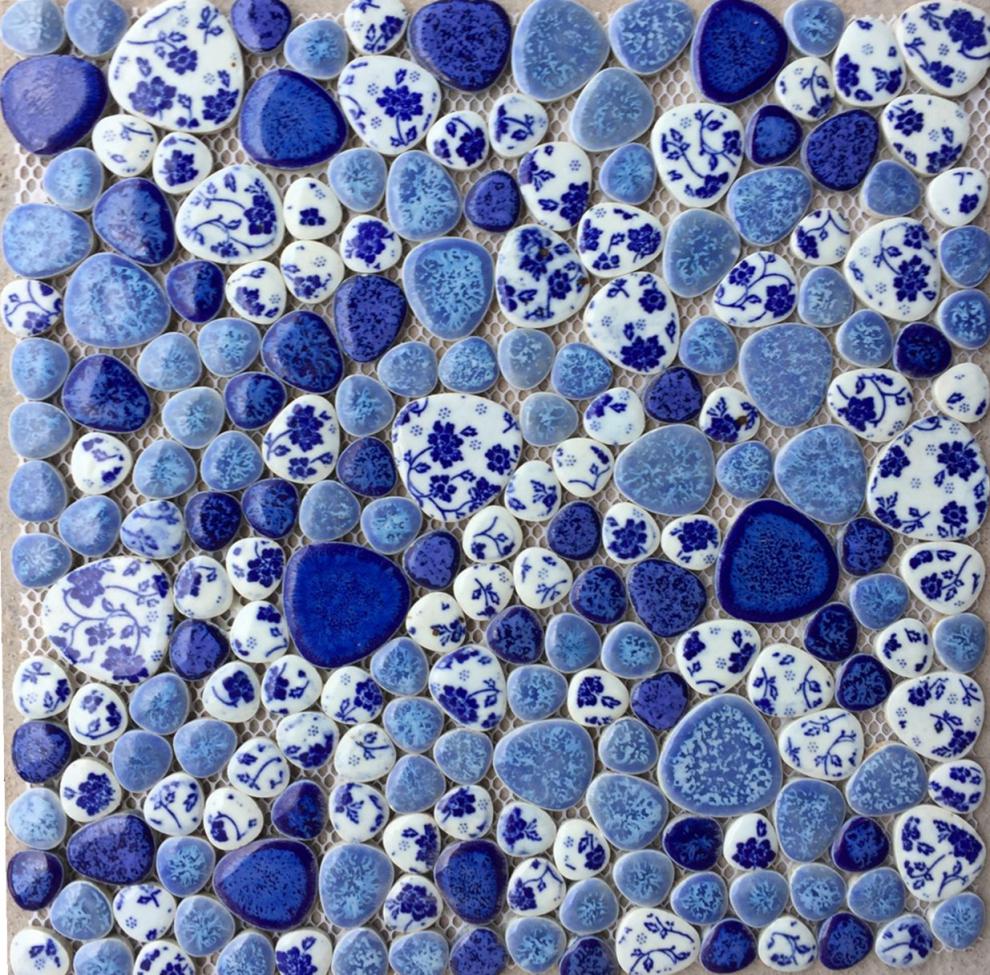 青花瓷陶瓷窑变马赛克鹅卵石园林背景墙客厅卫生间厨房瓷砖地砖ay0023