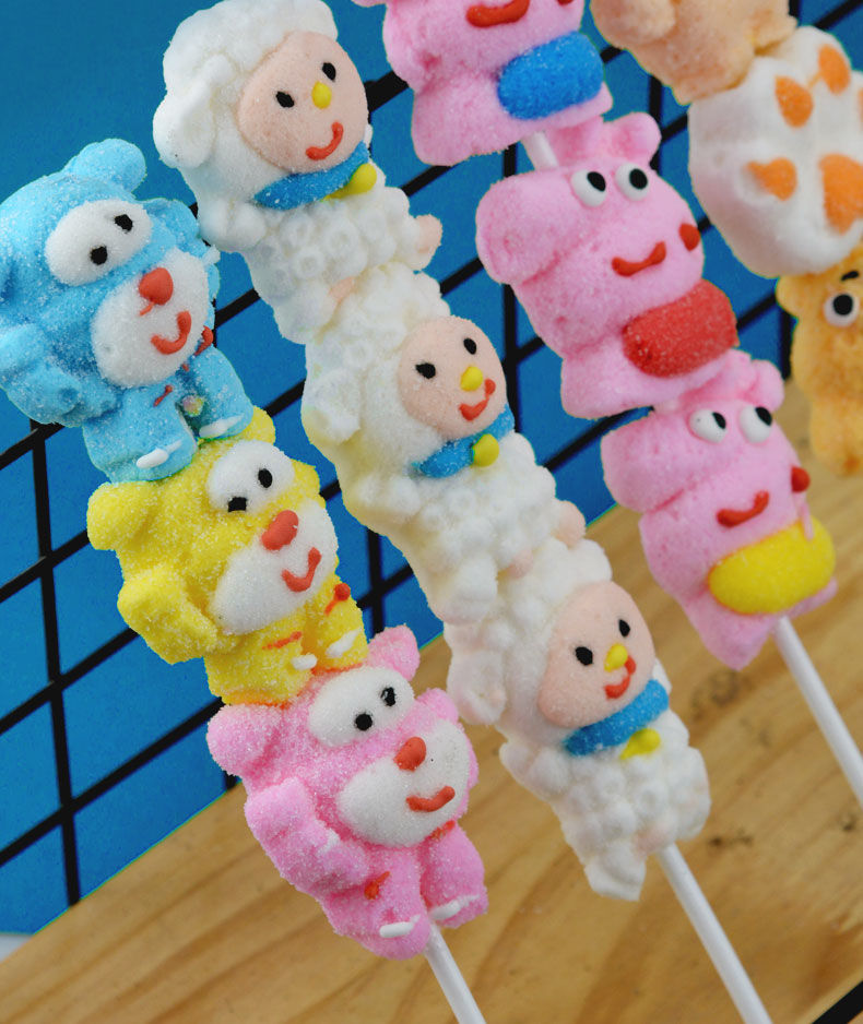 网红可爱动物卡通造型串烧棉花糖棒棒糖冰糖葫芦串批散装零食 (佳乐迪