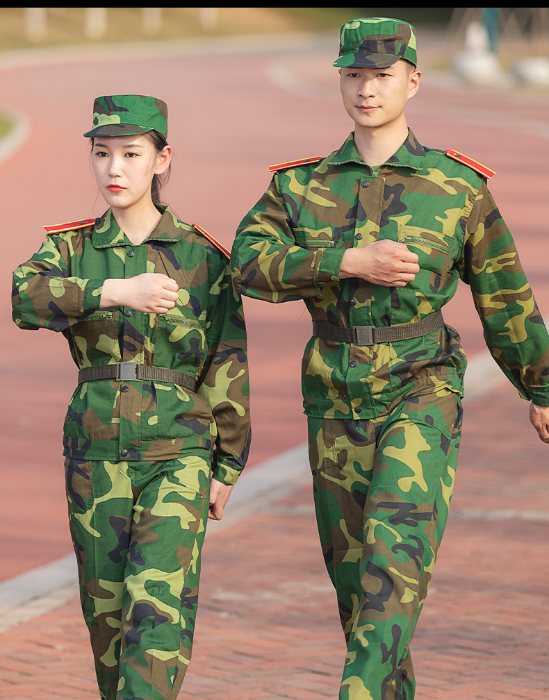迷彩服夏学生军训服男四季正规老式迷彩作训服户外耐磨工作服 草绿色