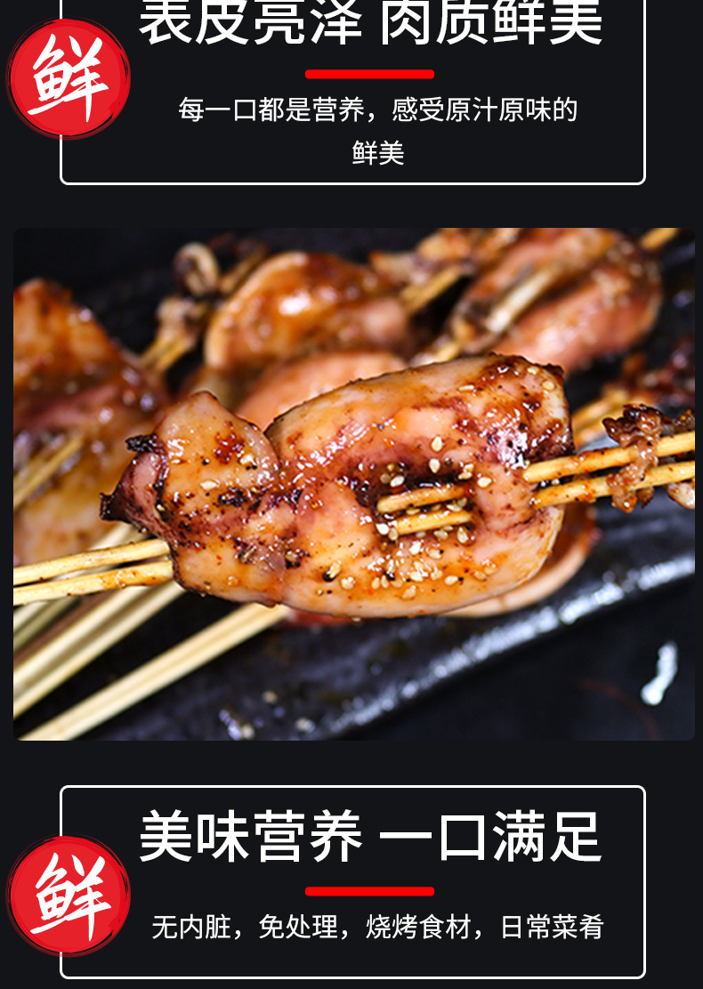 【冷链运输】 鱿鱼串 铁板鱿鱼800g烧烤食材半成品40g*20串 黎麦跃堡