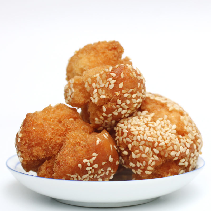 广西特产传统糕点开口笑零食开口枣芝麻球油炸零食小时