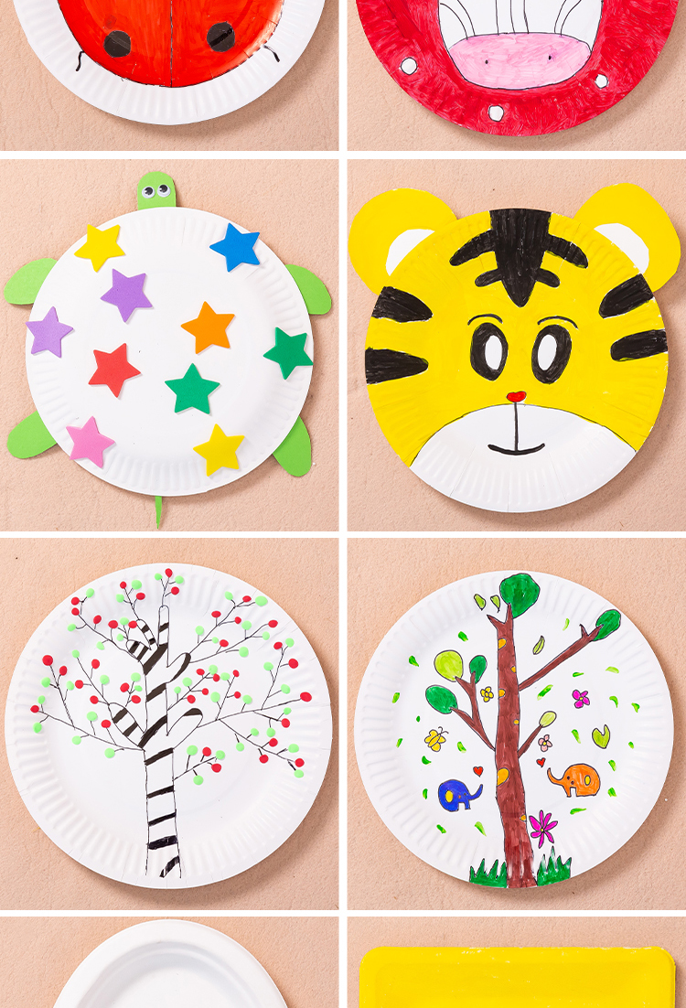 加厚白色纸盘一次性纸盘幼儿园手工diy制作材料美术绘画创意白色中号