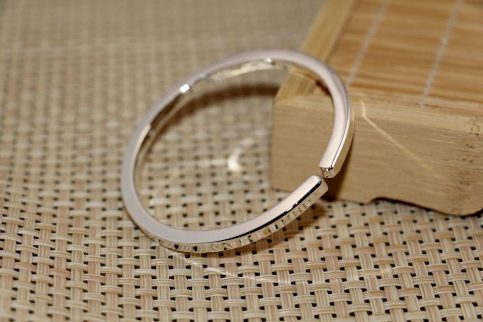 钧弘s999足银银光面简约情侣方形手镯手环女友礼物银