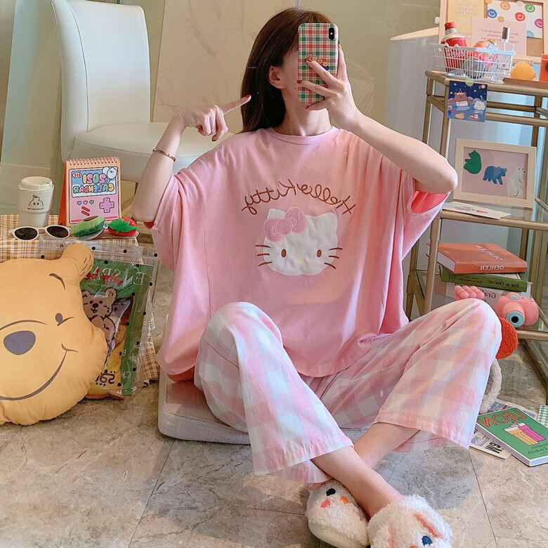 hello kitty凯蒂猫hello kitty凯蒂猫睡衣女夏季2021新款可爱宽松卡通